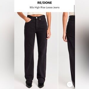 NWT RE/DONE 90s High Rise Loose Jeans, Women’s Black Loose Jeans, Black Jeans